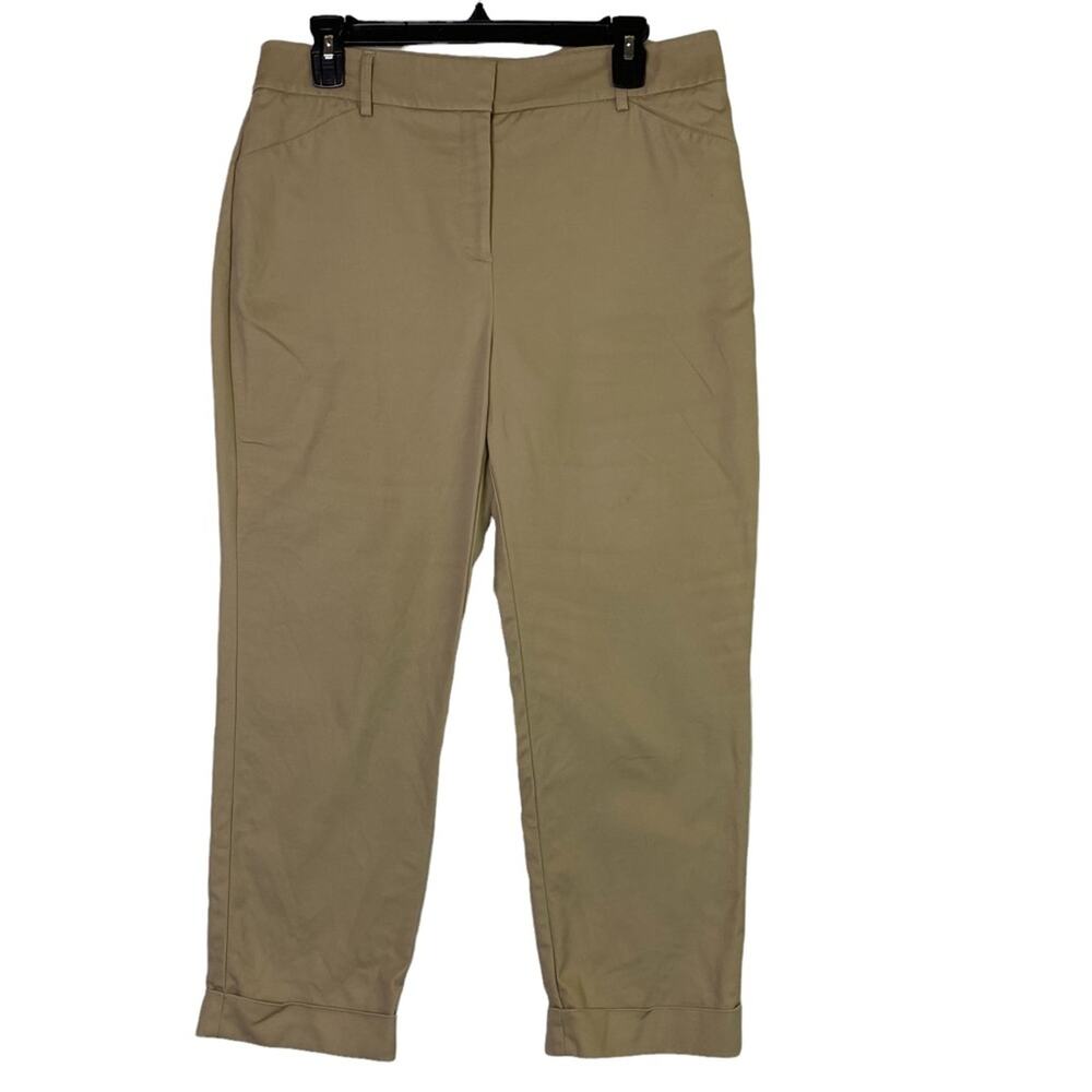 Chico's Women's Tan Cuffed Cotton Stretch Crop Pants Size 8